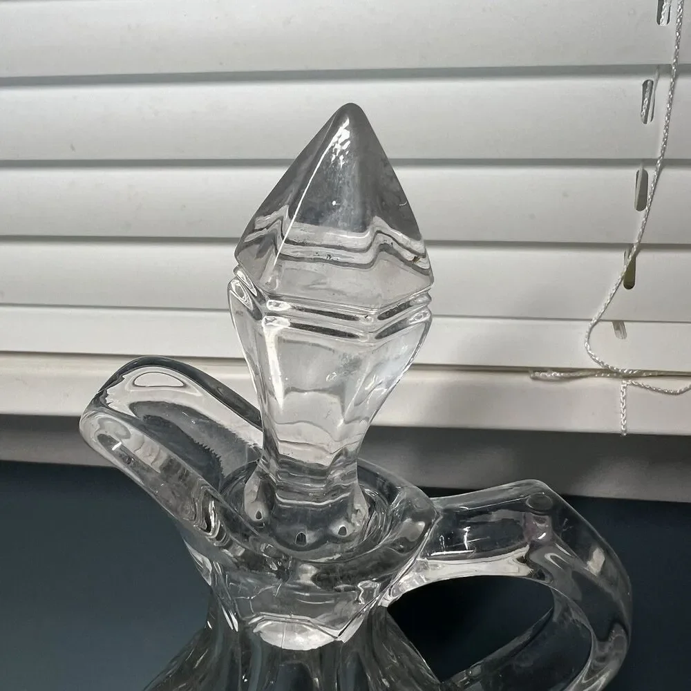 Vintage Clear Cut Glass Cruet Decanter with Stopper - AS IS